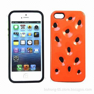 Hard Case for iPhone 5S, PC and Silicone Materials, Watermelon Pattern PC + Silicone Combo